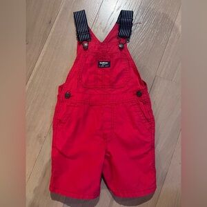 OshKosh B'gosh Bright Red Kids Overalls with Striped Straps